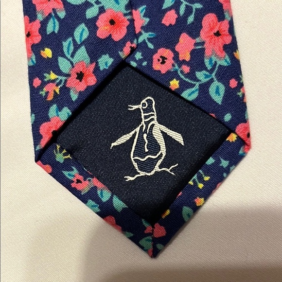 Original Penguin Men's Floral Tie - Navy and Pink - Picture 6 of 8